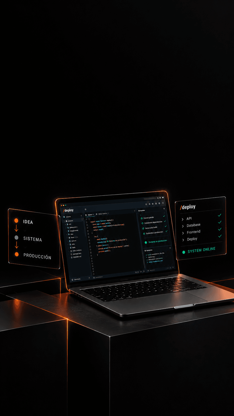 Laptop con el sistema /deploy en producción