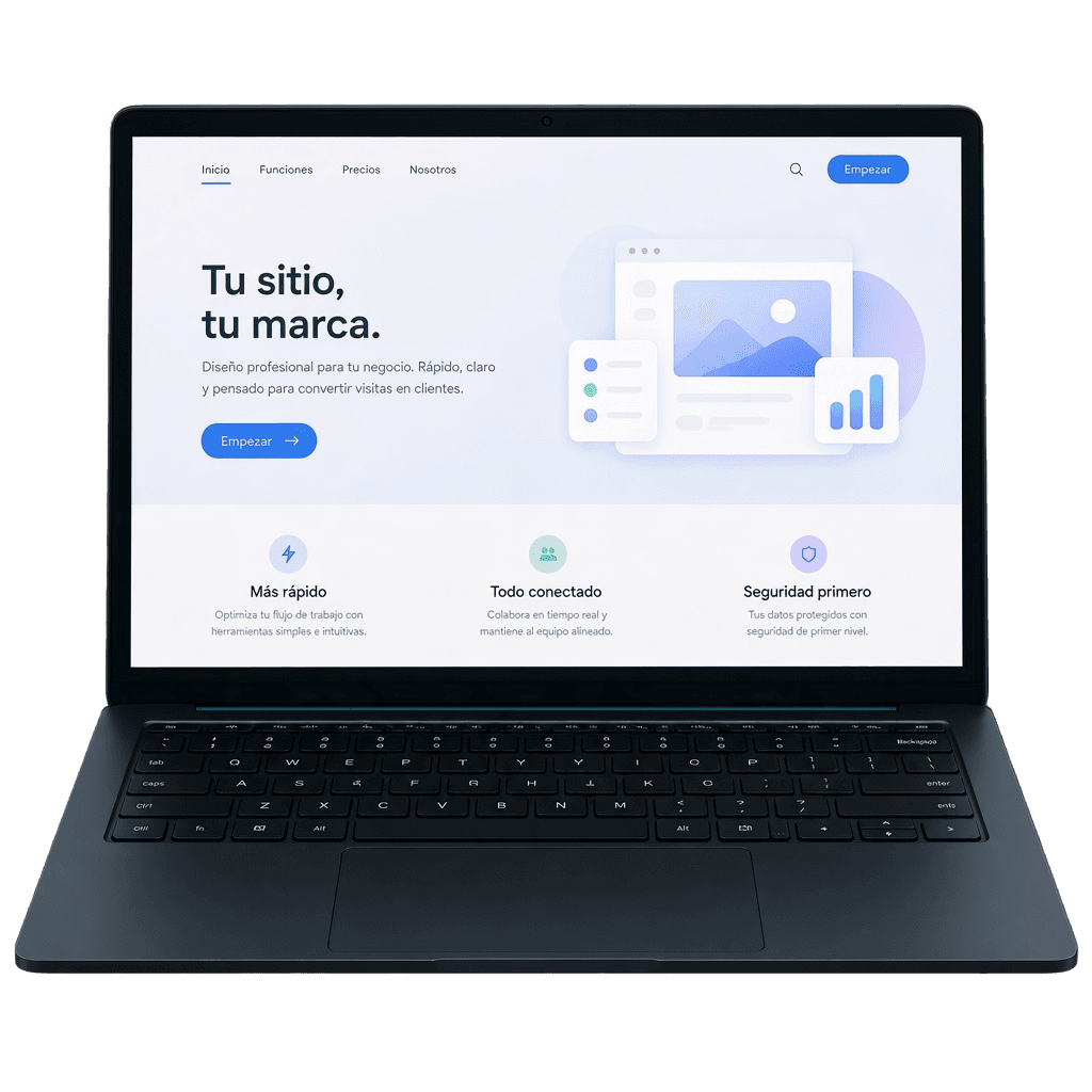 Laptop mostrando un sitio web